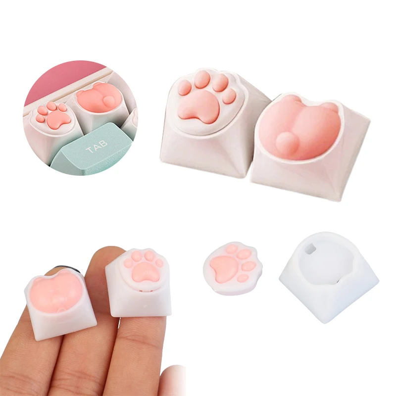 

Cute Cat Paw Keycaps For Mechanical Keyboard Cherry MX Switch DIY Custom Key Cap Soft Silicone Keycup Artisan Pink Color