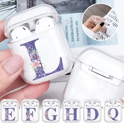 Earphone Case for Apple AirPods 1st / 2nd Generation Purple Flower Print Wireless Bluetooth Headphone Silicone Protective Cover