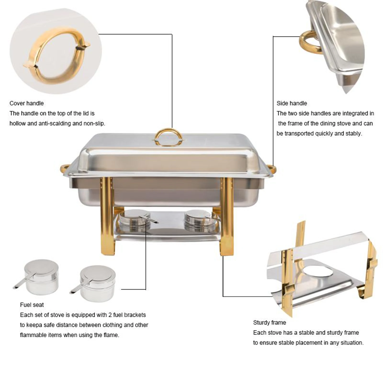 

2.38 Gallon Stainless Steel Chafing Dish with Removable Fuel Holders