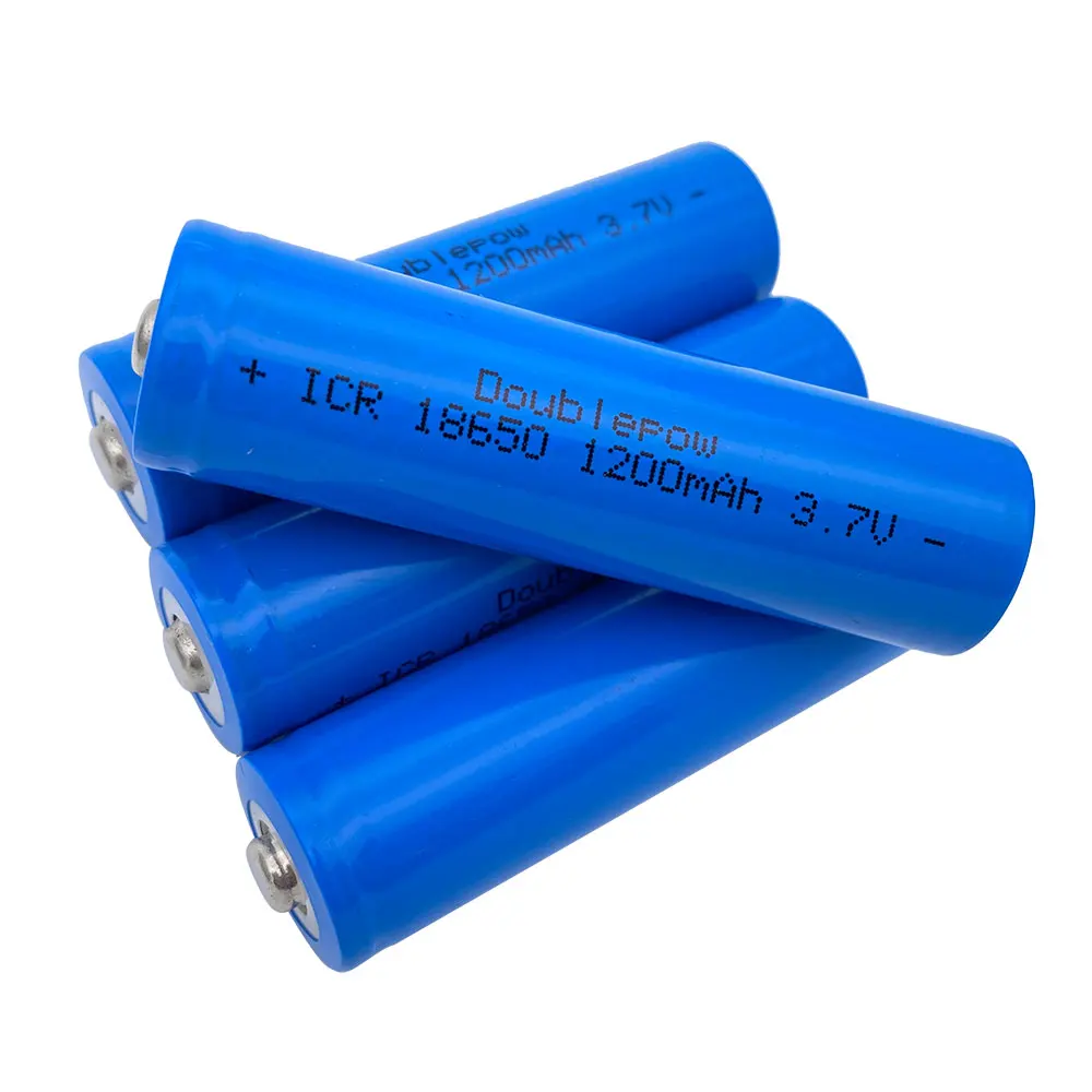 DOUBLEPOW 18650 3.7V 1200mah Pointed Battery Rechargeable Lithium Battery Li-lon Real Capacity 2/3/4/5/6/8/10 Pieces