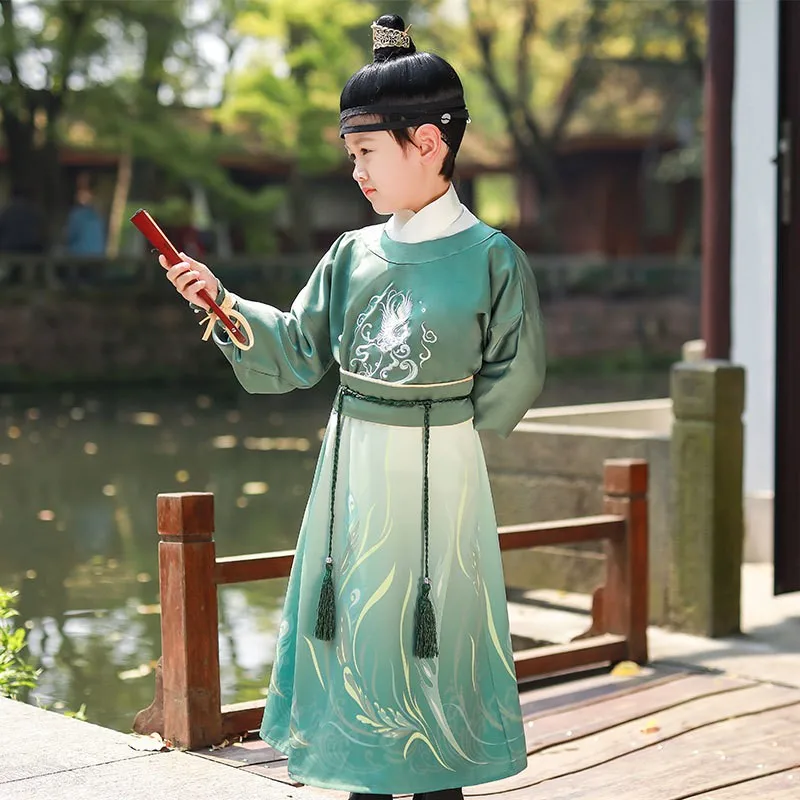 Children Chinese Traditional Knight-errant Style Improved Hanfu Stage Costume Boy Fashion Handsome Kids High Quality Tang Suit