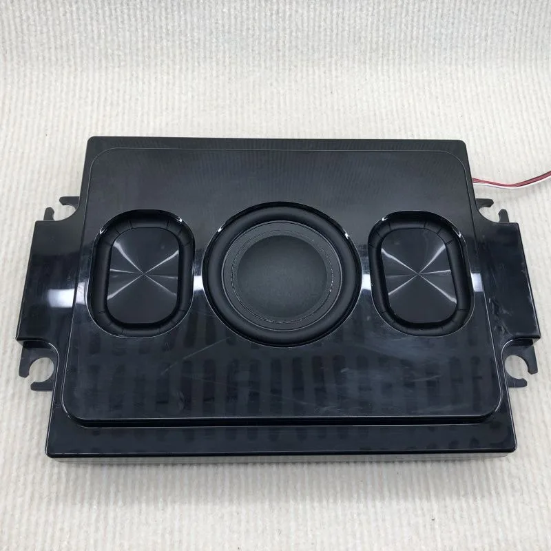 3-inch dual voice coil speaker, four diaphragm basin, subwoofer, and car seat passive subwoofer.