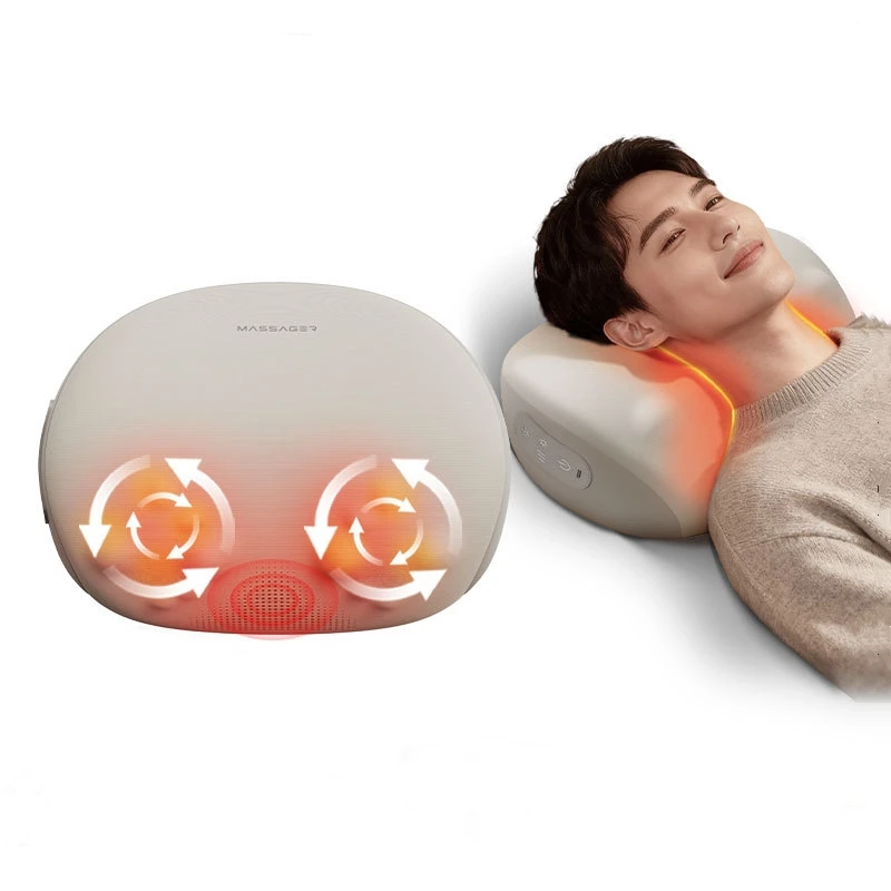 

Cervical Neck Massage Pillow with Heat Shiatsu Relaxation Cordless Neck Massager for Fatigue Relief Deep Tissue Before Sleeping