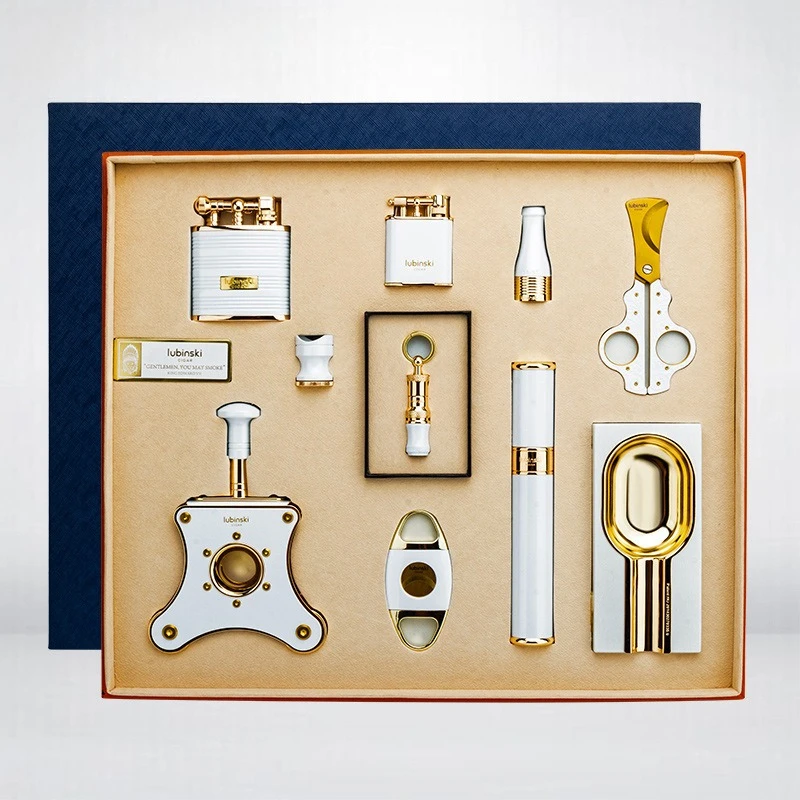 Rubinsky Cigar Tool Set, Multifunctional Ten-piece LUBINSKI Cigar Accessories Gift Box