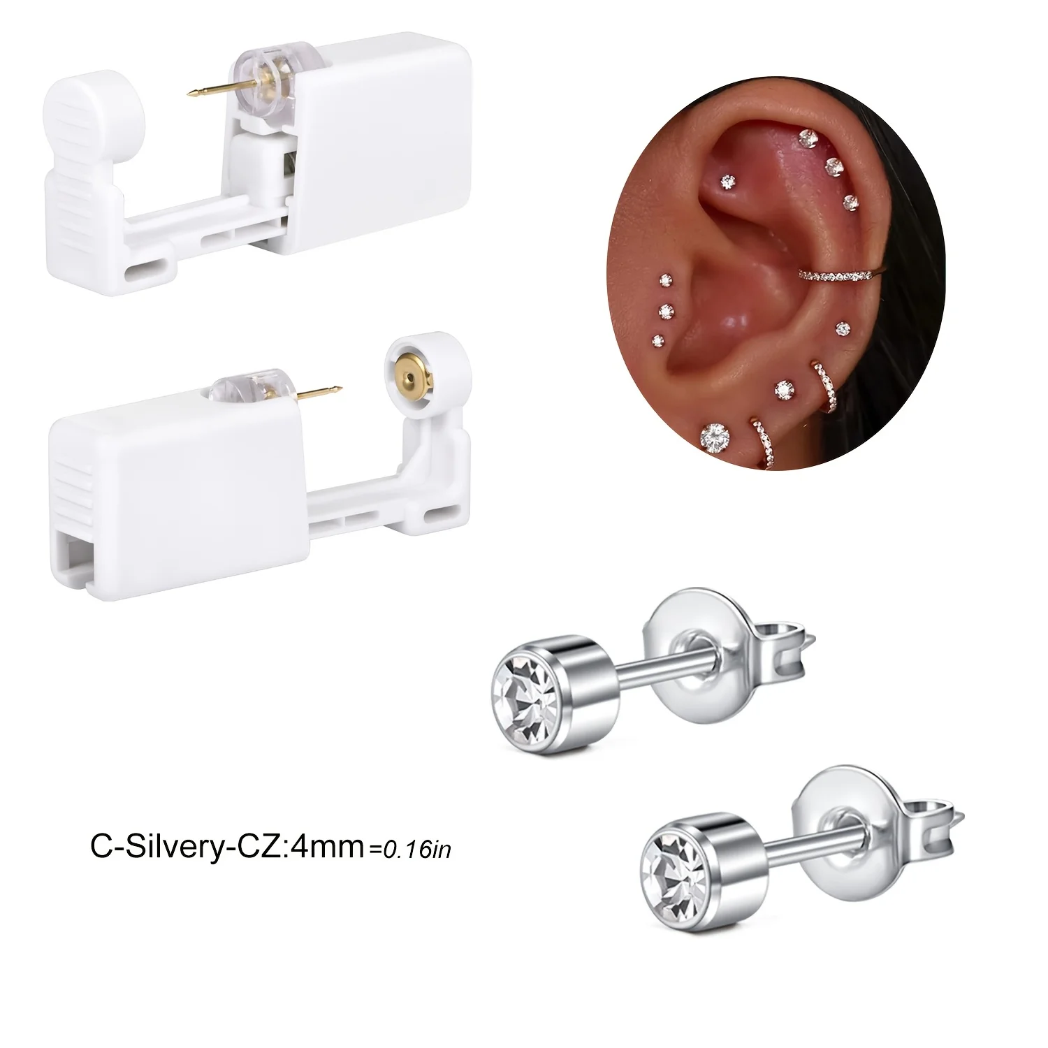 2 sets oorpiercingkit Wegwerp oorpiercing pistoolkit Zelfpiercing pistool en ingebouwde oorbellen Stud Ear Piercing Gun
