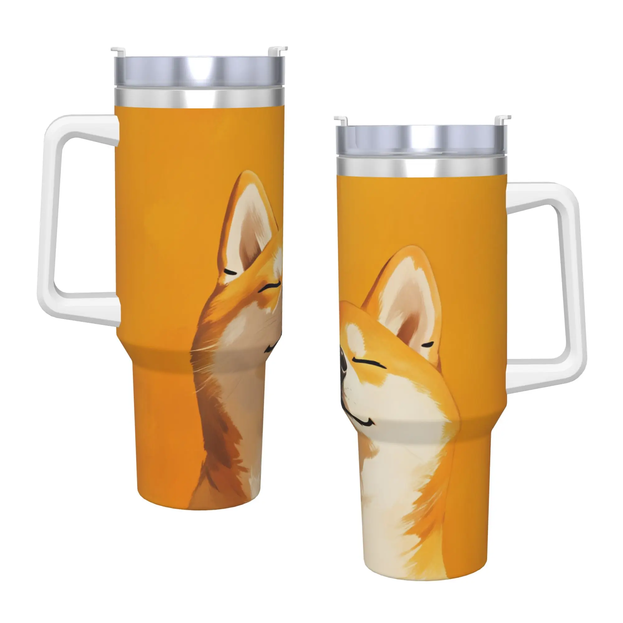 Stainless Steel Tumbler Shiba Inu Face Coffee Mug  Insulated Hot Drinks Mugs Cup Travel Custom DIY Water Bottle