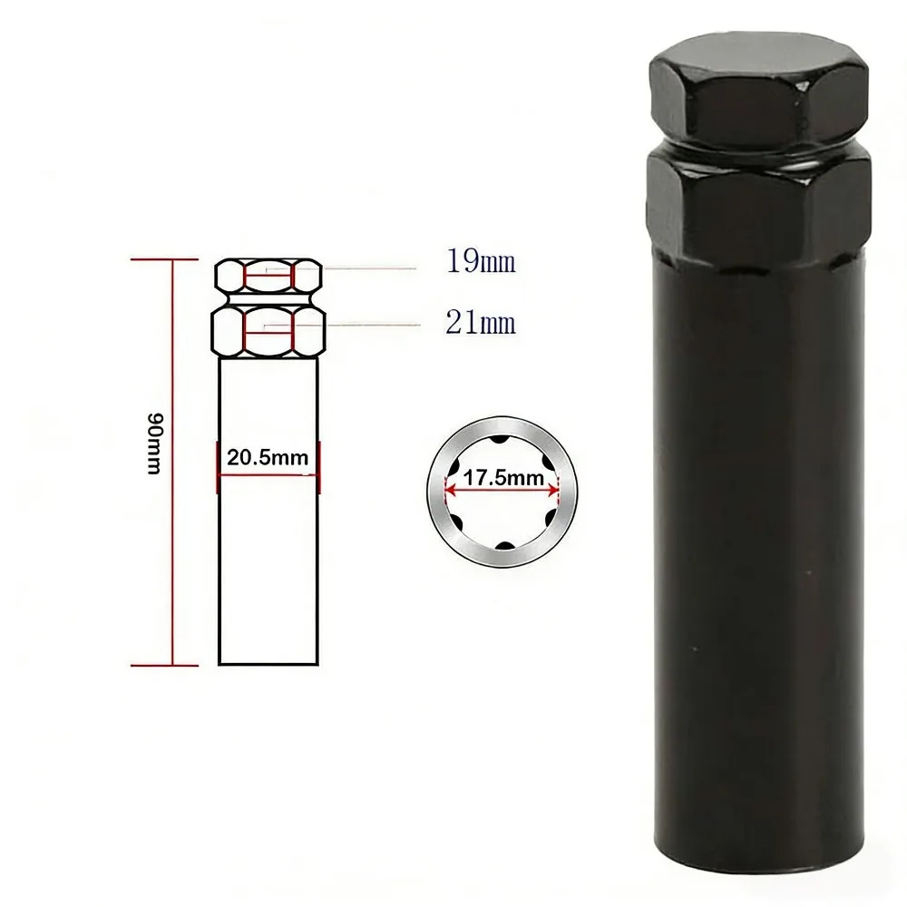 Chrome Plated Wheel Lug Nut Adapter Durable Anti-Rust Hex Wrench Universal Rim Lug Nut Lock Removal Auto Maintenance
