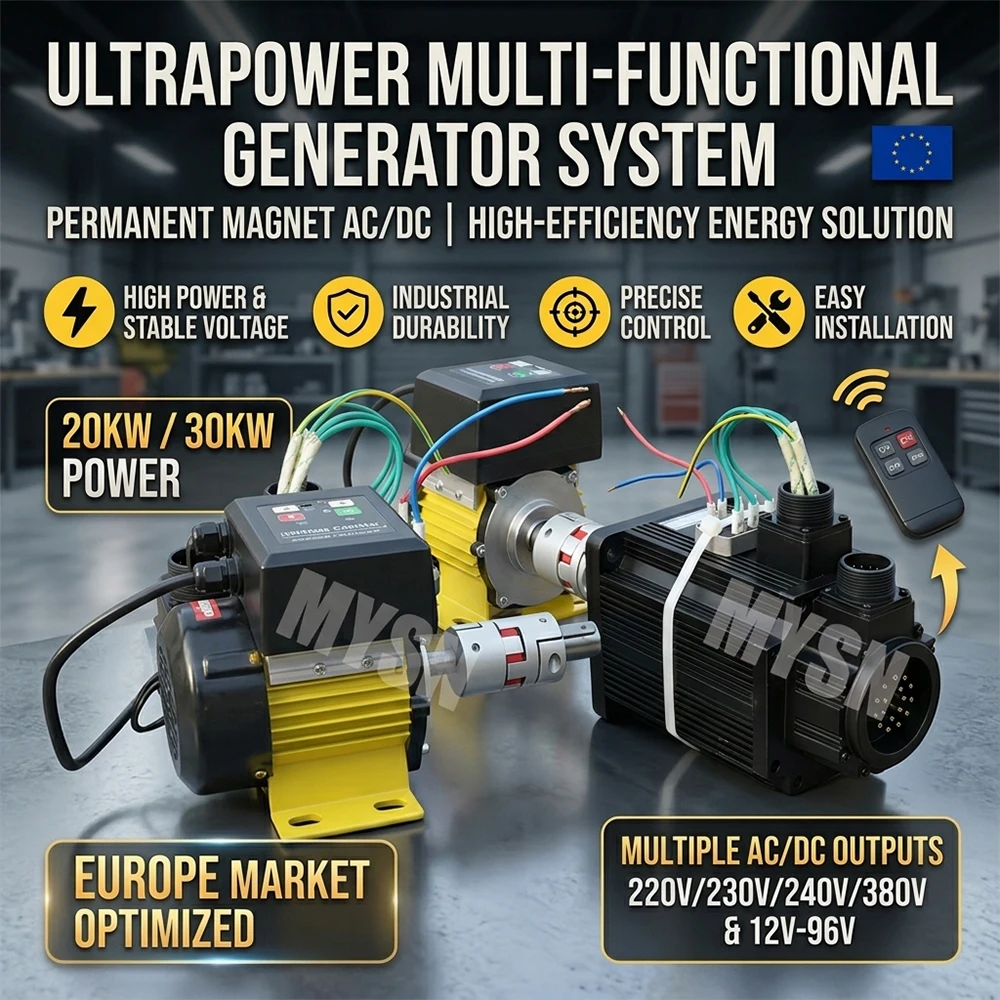 Free Energy 30000W 3-in-1 Permanent Magnet Generator 220V 230V DC Low RPM Alternator DC 12V-96V Output with Variable Speed Motor