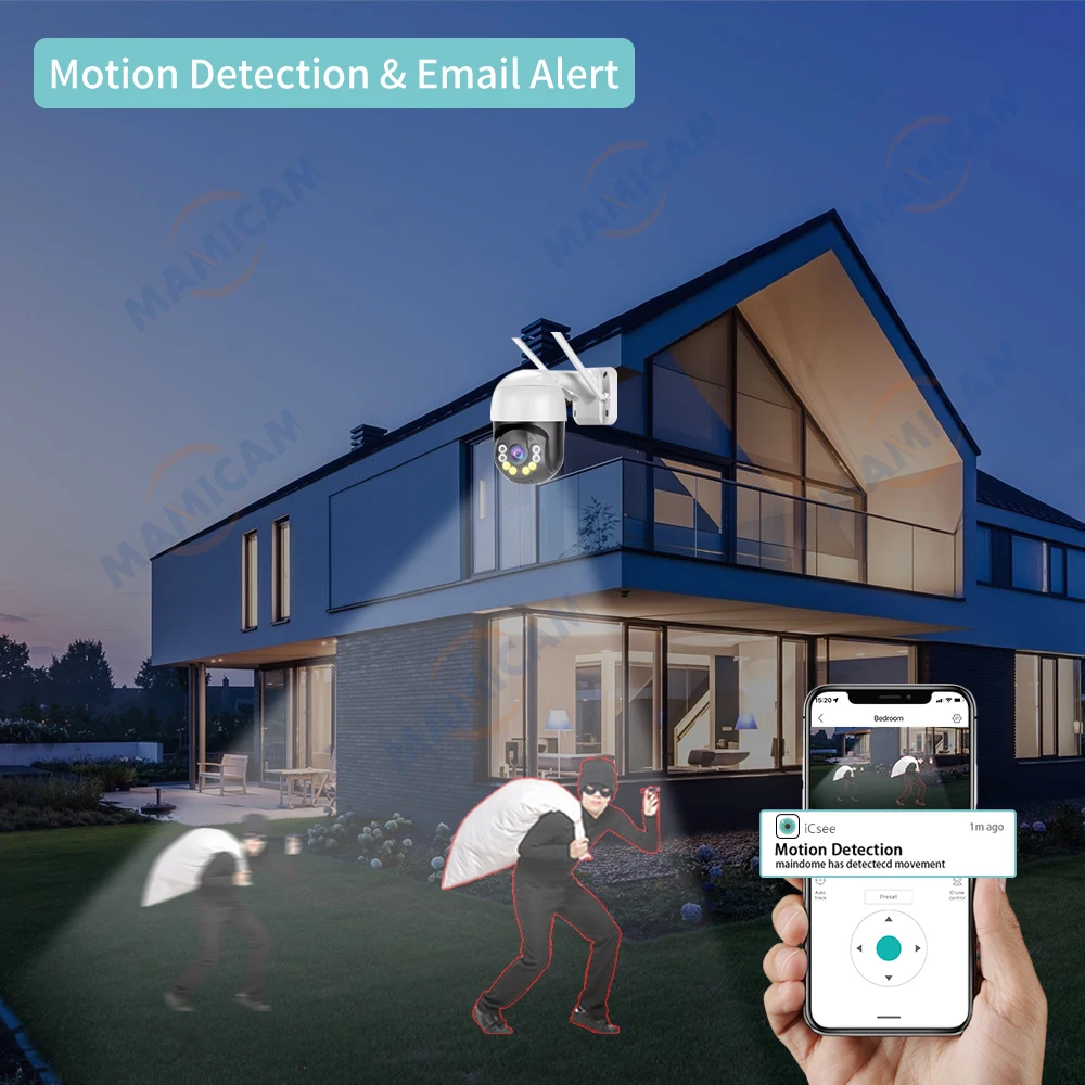 WIFI Wireless System CCTV Camera Kit H.265 4MP Outdoor PTZ Security Audio AI Face Detect 8CH NVR Video Surveillance Set ICSee