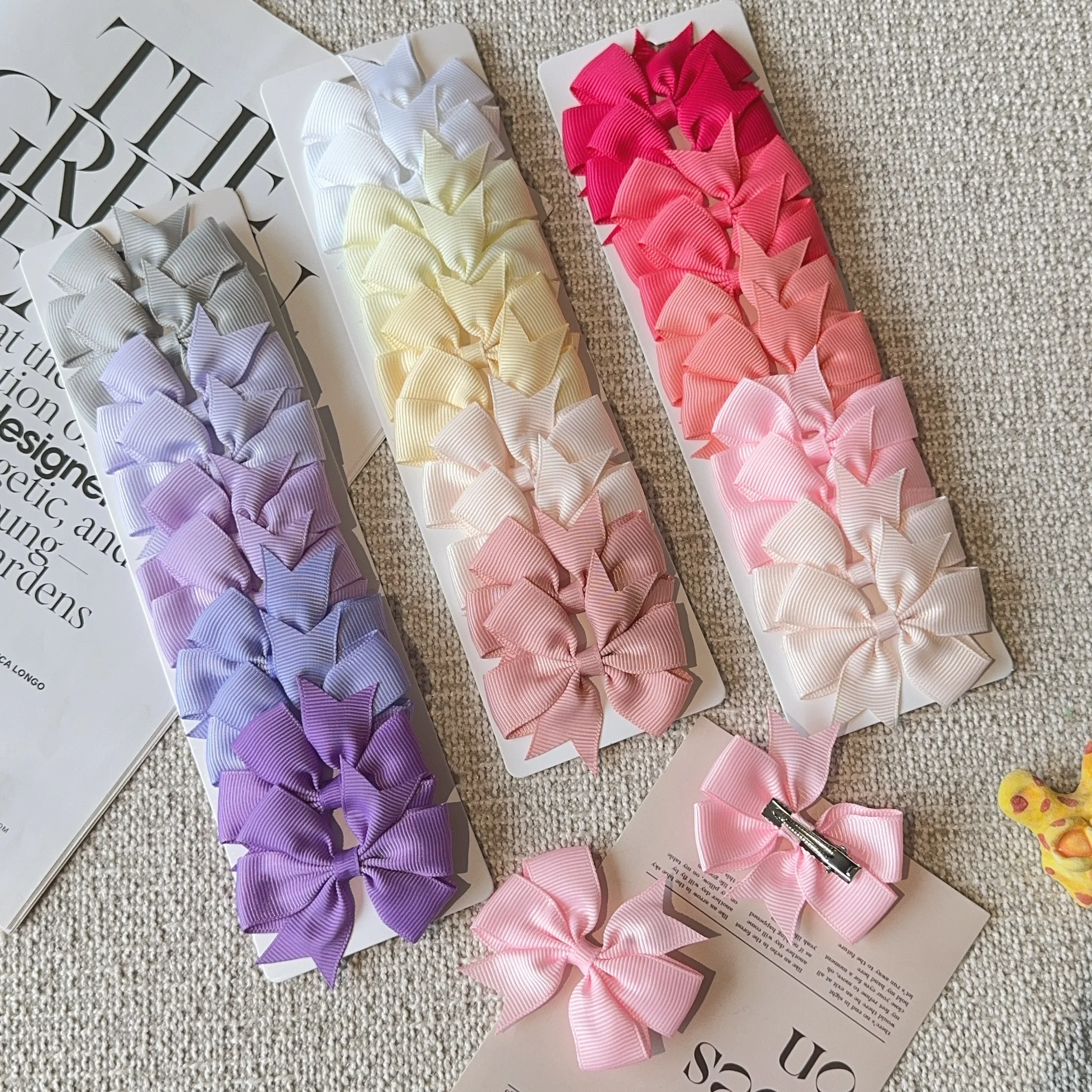 10Pcs/Set New Cute Ribbon Bowknot Hair Clips for Kids Handmade Bows Hairpin Barrettes Headwear Baby Girls Hair Accessories