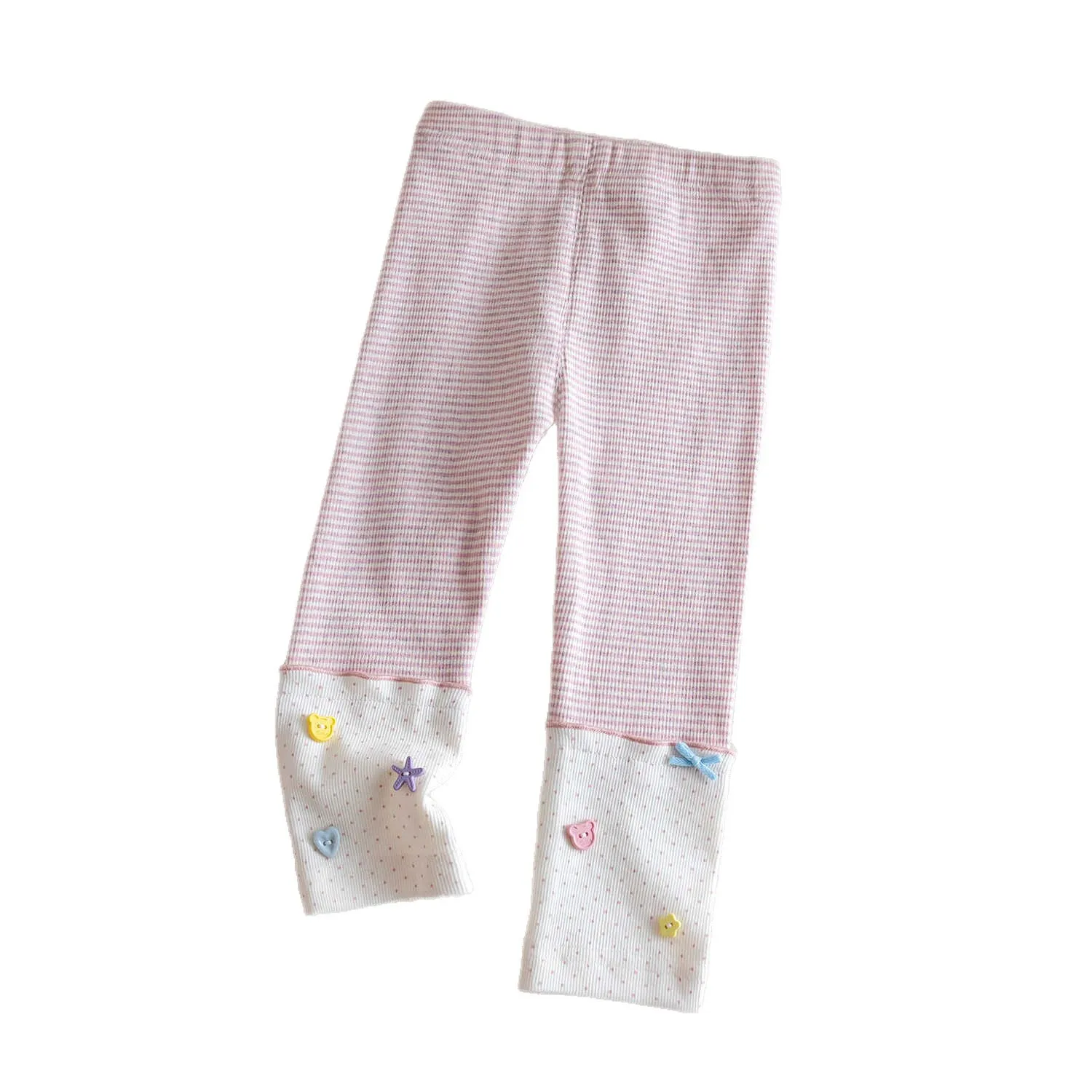 

Spring and Autumn Girls Leggings Princess style Trousers Striped Splicing Pants Cotton Skin-friendly Breathable Trousers Tide