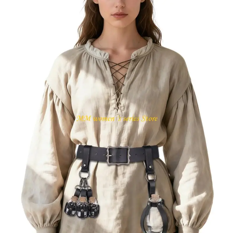 Q39C ผู้ชาย Renaissances เครื่องแต่งกายไวกิ้งยุคกลางเครื่องแต่งกายอุปกรณ์เสริมชุดสำหรับฮาโลวีน