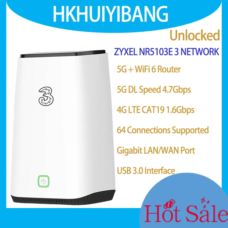 

Разблокированный ZYXEL NR5103E 5G WIFI 6 + Mesh Router 4,7 Гбит/с NSA/SA 4×4 MIMO Домашний офис 5G 4G LTE CAT19 1,6 Гбит/с SIM-модем CPE Router