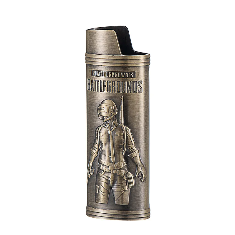 Game Character 3D Engraved Metal Case for French BIC J6 Lighter, Explosion-proof, Full Size Holder Cover Bronze Color