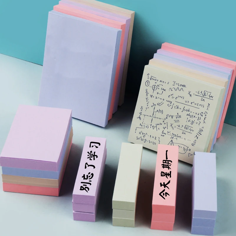 100 Sticky Note Paper Students Take Notes Stickers Simple Solid Color Refrigerator Stickers School Stationery Office Supplies