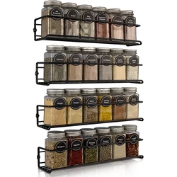 2/4Pcs Spice Organizer Rack Wall Mount Spice Jars Set Rack Hanging Shelf Door Seasoning Bottle Holder Kitchen Spice Jar Storage