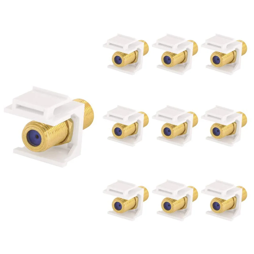 10-Pack RG6 Jack Insert, Coaxial Cable Connector F-Type RG6 Connectors for Wall Plate and Patch Panel