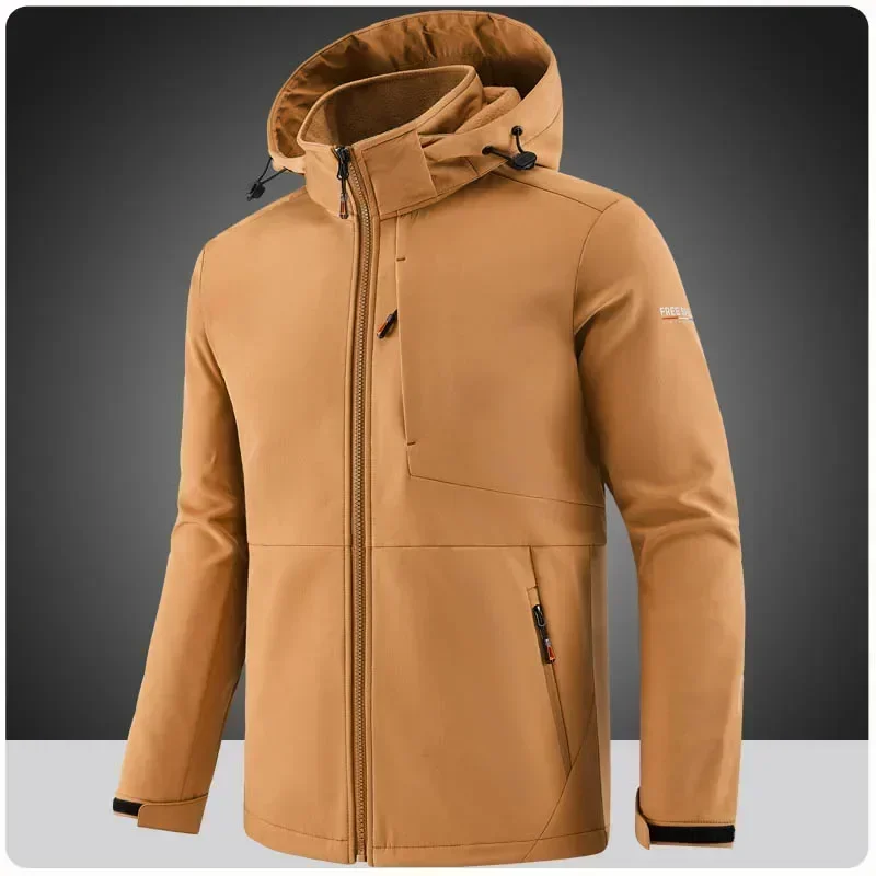 Winter Military Shark Skin Soft Shell Hiking Jackets Men Tactical Windproof Army Combat Camping Jackets Mens Hooded Bomber Coats