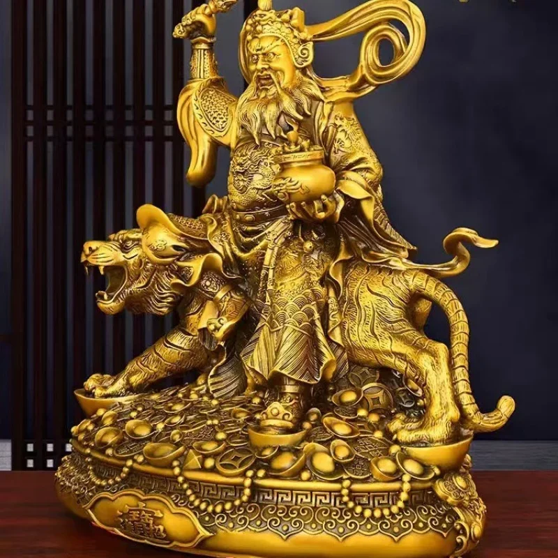 Bronze Zhao Gongming Statue Ornament Riding A Tiger Martial Worship Extra Large Five-Way Wealth God Buddha Statu