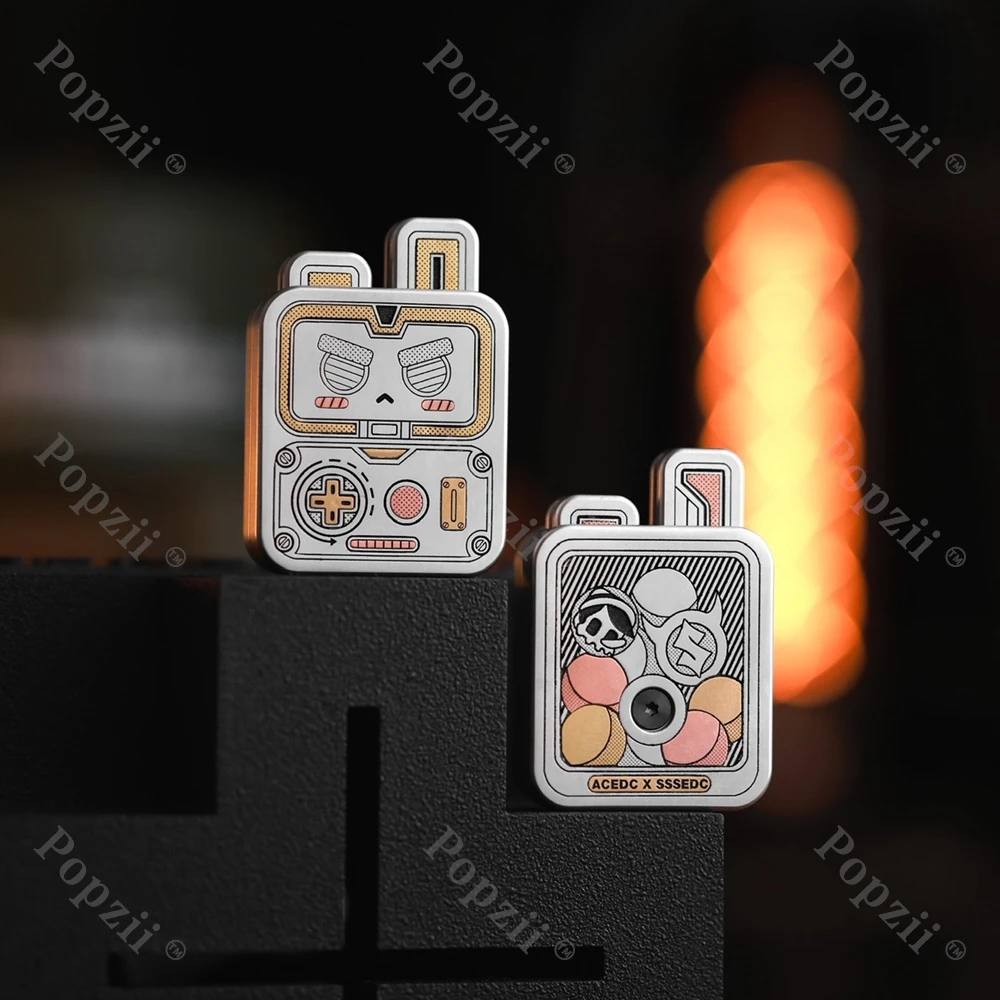 ACEdc EDC & SSS EDC チタン合金彫刻ラボットキュートプッシュスライダーフィジェットスピナー指遊びおもちゃ不安解消おもちゃ