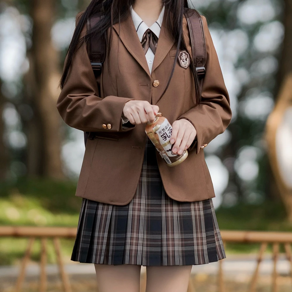 Spring New JK Suit Coat Women Girl Brown Blazer Suit Jacket Autumn Top Student College Style Anime Cosplay Costume Cardigan