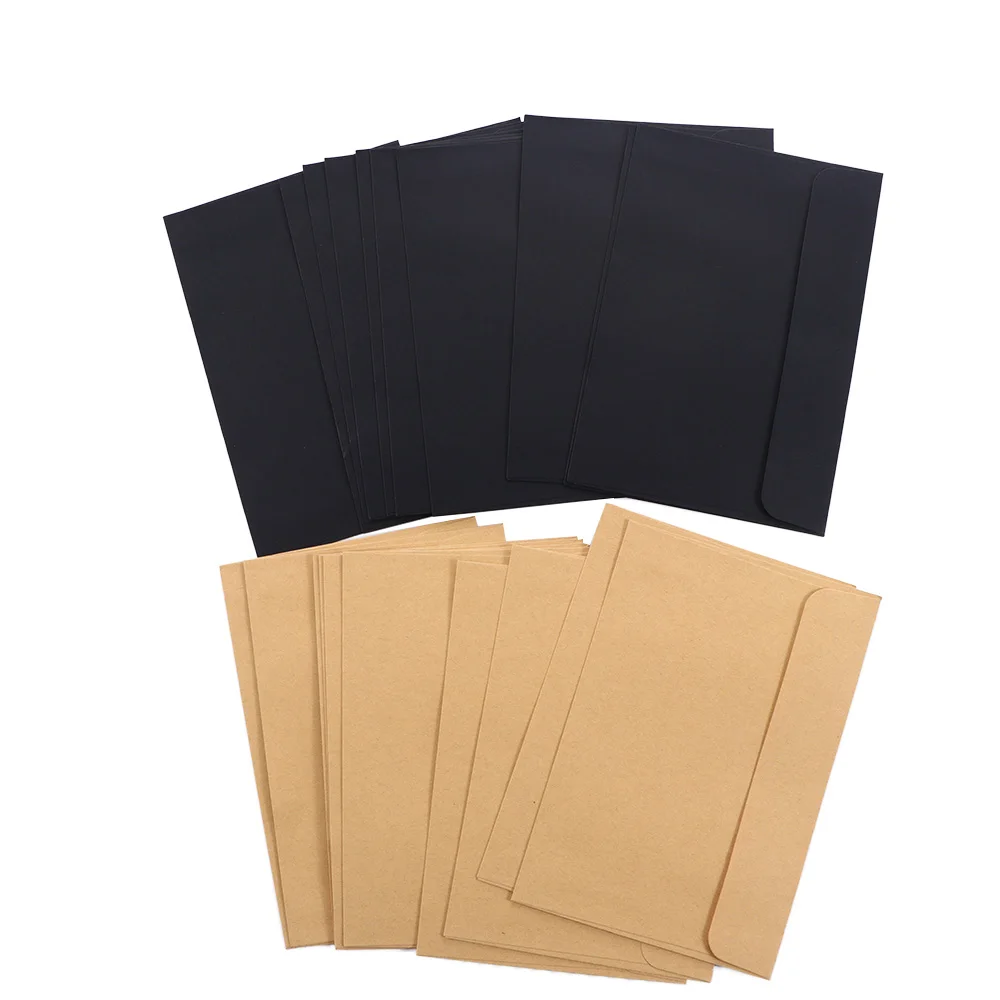 10Pcs/Pack 16cmx11cm Kraft Black Paper Envelope Message Card Letter Stationary Storage Paper Gift1