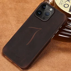 Genuine PULL-UP Leather Phone Case for iPhone 17 16 15 14 13 Pro Max Air 17 Pro Max 14Pro 15pro 16Pro Crazy Horse Cover