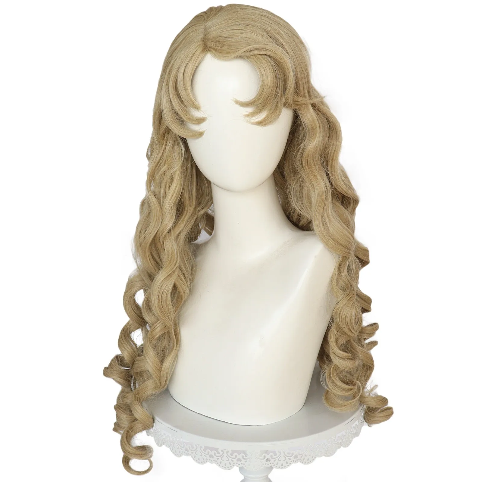 Halloween women sleeping beaty role play golden long wavy hair princess Aurora blonde hair costumes view 2