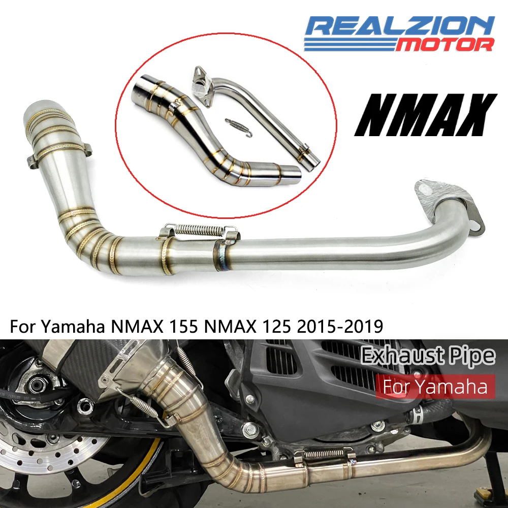 

REALZION NMAX155 Motorcycle Exhaust Pipe Middle Link Pipe Slip-on Muffler Escape For YAMAHA NMAX125 2015 2016 2017 NMAX 125 155
