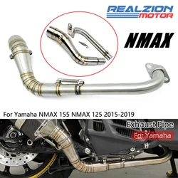 REALZION NMAX155 Motorcycle Exhaust Pipe Middle Link Pipe Slip-on Muffler Escape For YAMAHA NMAX125 2015 2016 2017 NMAX 125 155