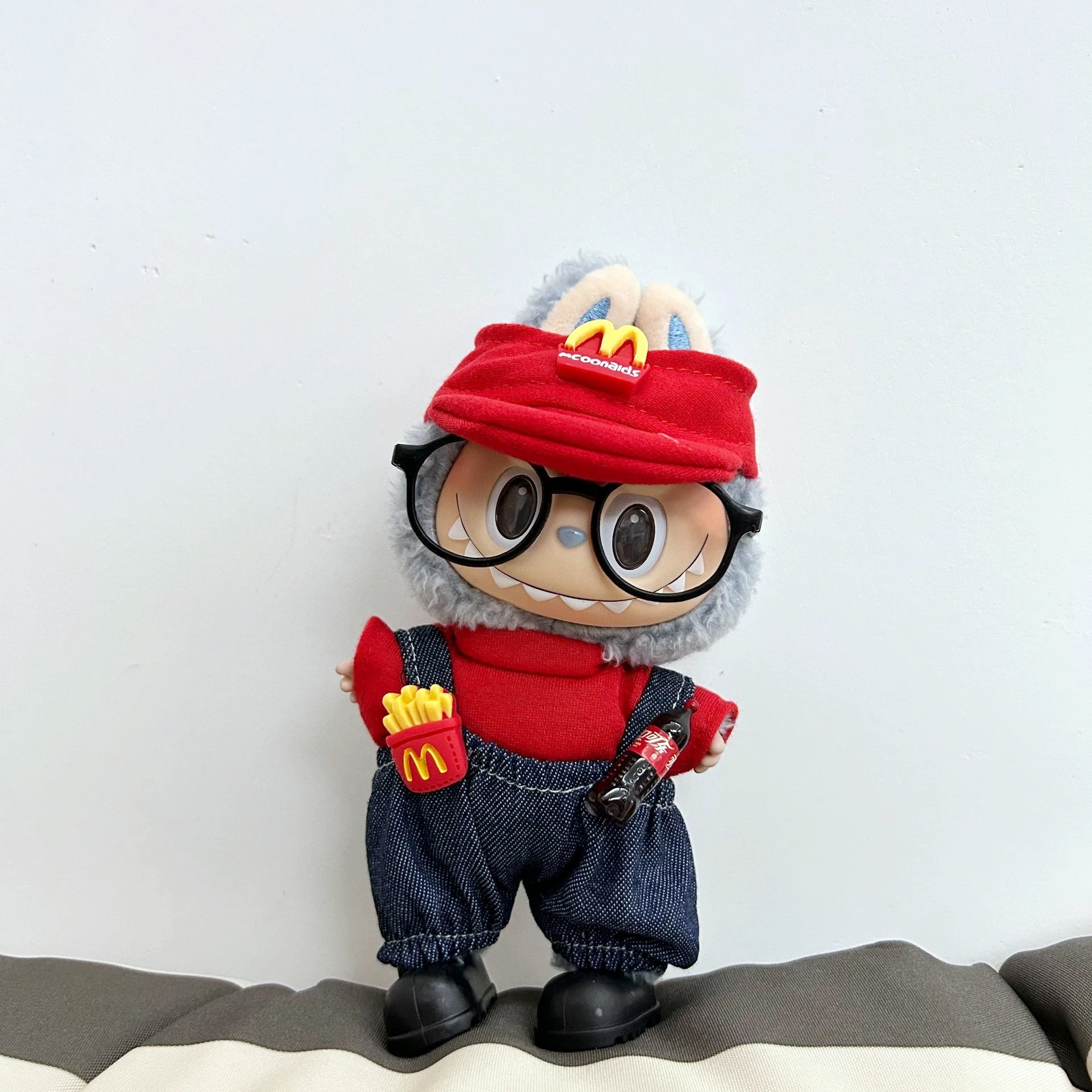 

For Labubu 15-17cm Doll Clothing Hat T-shirt Pants Work Clothes Set Glasses Shoes DIY Accessories Birthday Gifts Toys In Stock