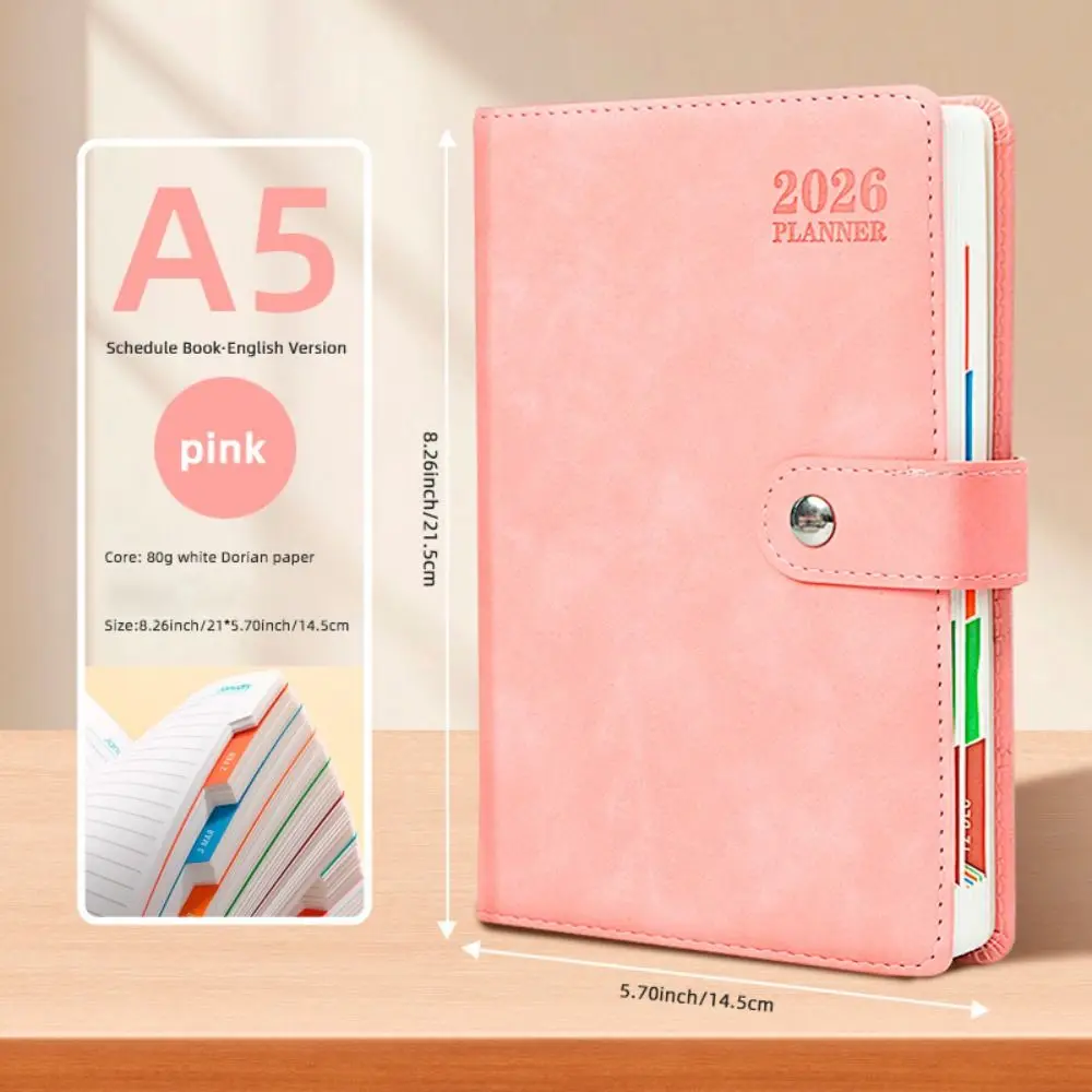 

English 2026 Schedule Planner Notepad 12 Months Wear-resistant 365 Days Efficiency Notebook Thick Paper Simple