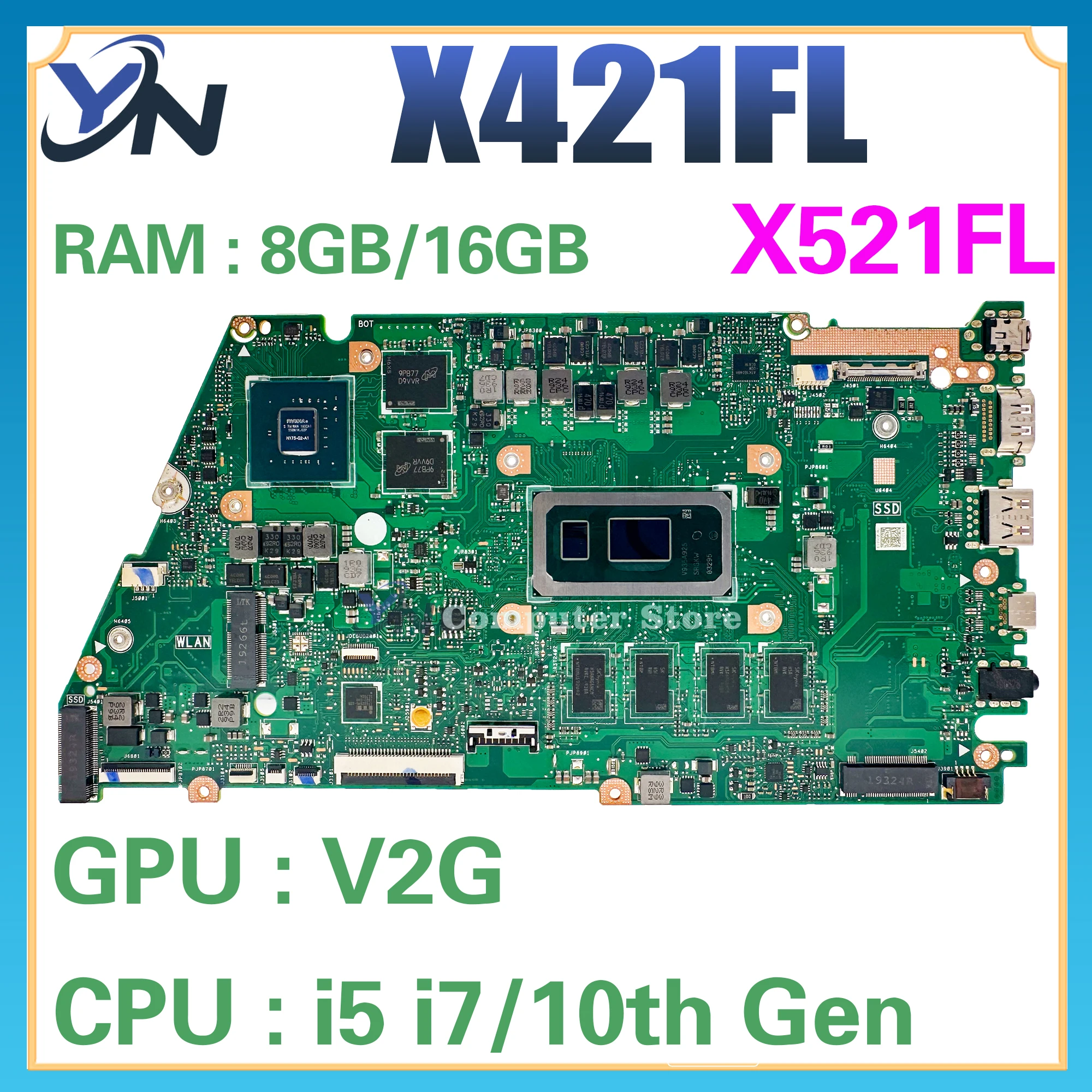 

X421FL Mainboard For ASUS X421FA V4050F X521FA X521FL S433F S533F Laptop Motherboard i5 i7 10th Gen 8GB/16GB-RAM 100% Test OK