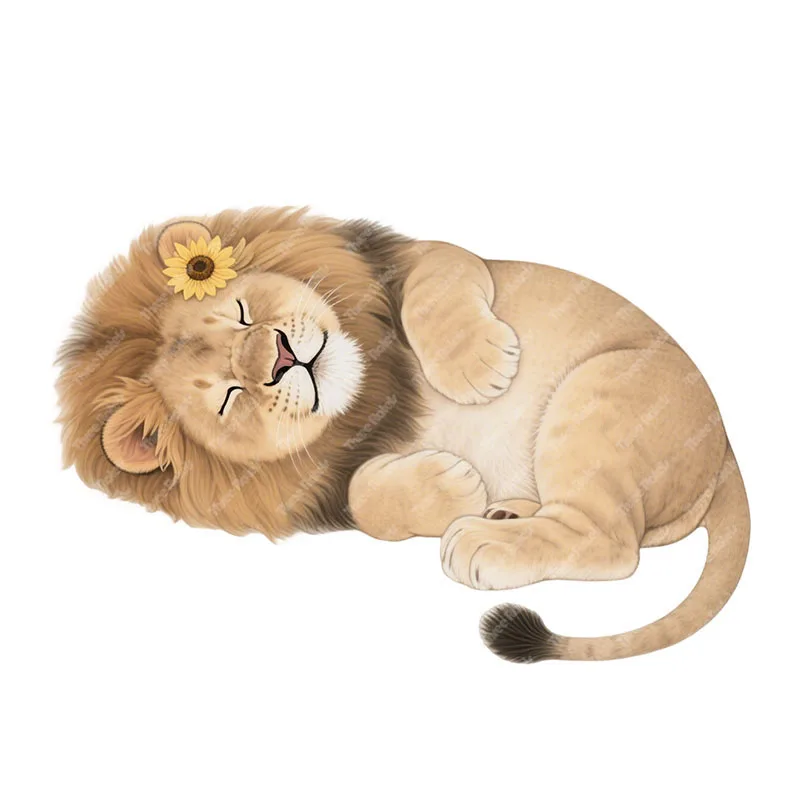Three Ratels CEE203 Funny Sleeping Lion Tiger Cartoon Animal Wall Stickers for Children's Bedroom Decoration Eco-friendly and od