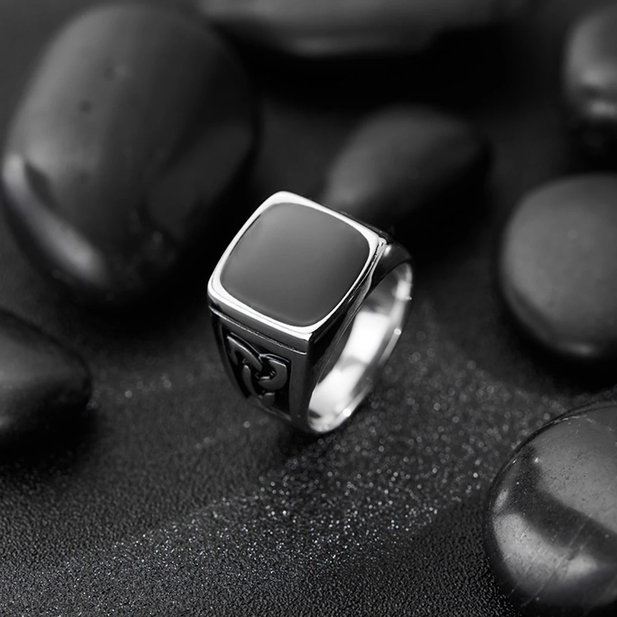 Vintage Punk Viking Signet Rin - Mens Signet Ring 评论和价格