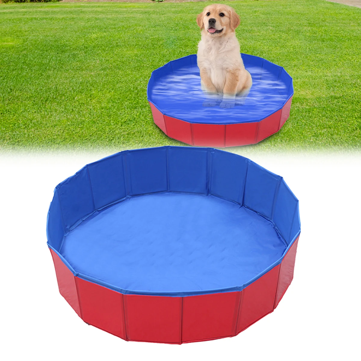 

Durable Foldable Dog Bath Swimming Pool Cat Pool Toy With Fish-Water Endless Interactive Cat Toys Pet Cleaning Water Basin