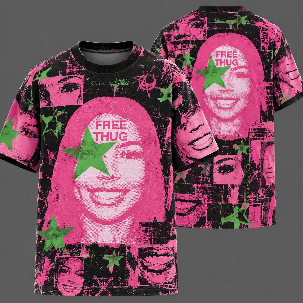 Mariah The Scientist Free Thug All Over Print T-Shirt, Rapper Star Fashion Round Collar Summer Top for Men Women