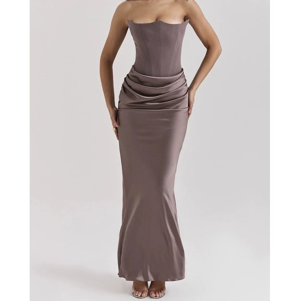 ​​Women Strapless Backless Evening Gown Sexy Bodycon Mermaid Long Dress For Party Wedding - Autumn Winter Formal Prom Dress​