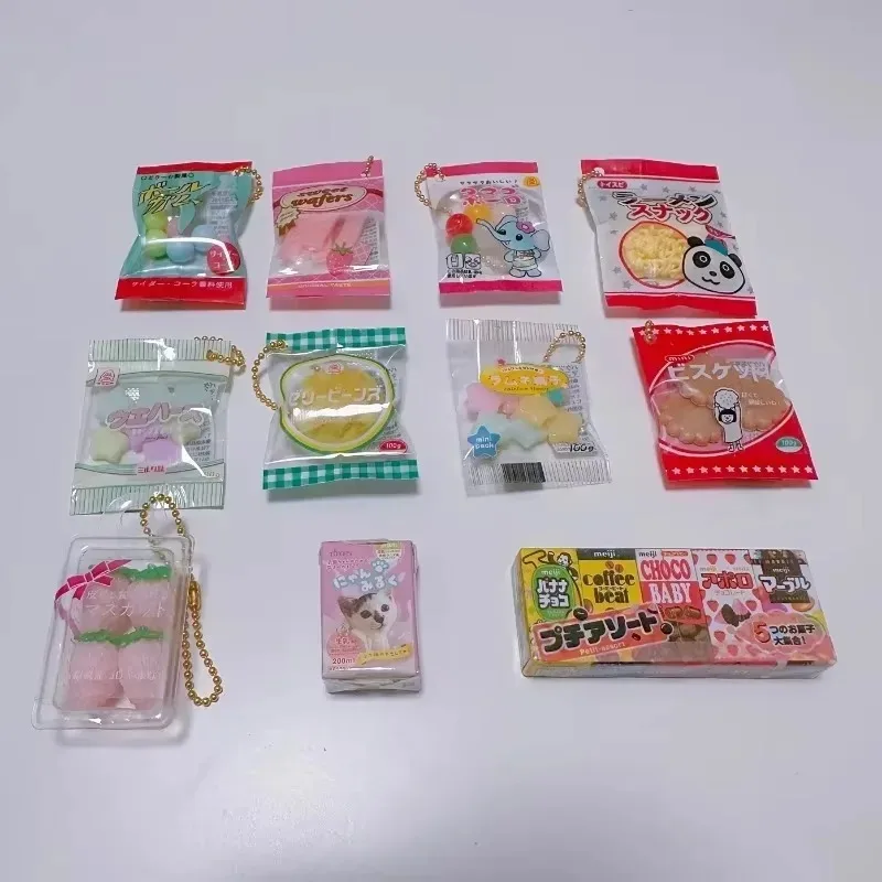 Japanese Pack Fruit Snack Bag Gashapon Cute Kawaii Candy Toy Figure Anime Miniature Showa Food Keychain Pendant Capsule Toys