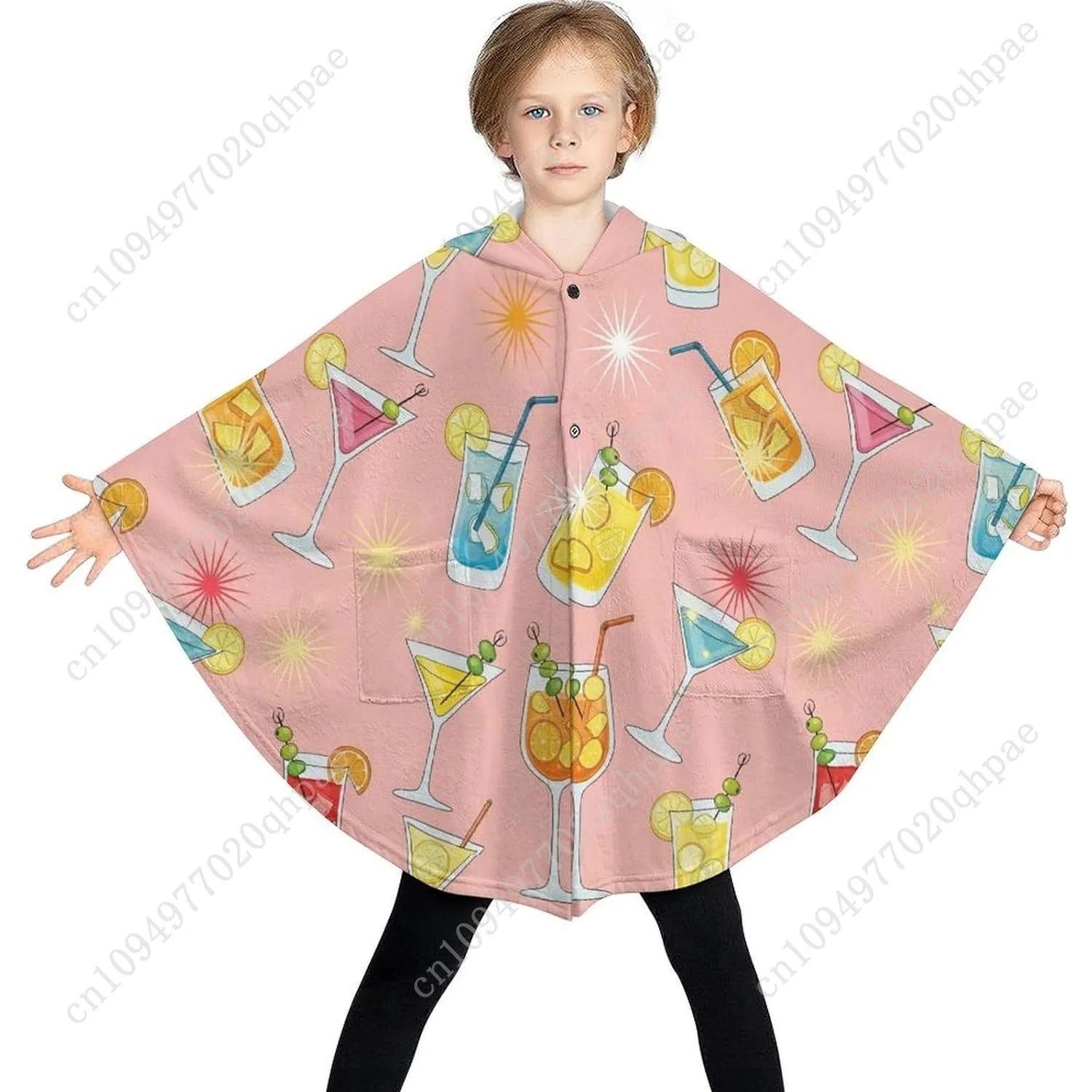 سترة بطانية مريحة من الفلانيل، هوديي كبير الحجم لمشروبات الكوكتيل مع جيوب للأطفال والمراهقين #3