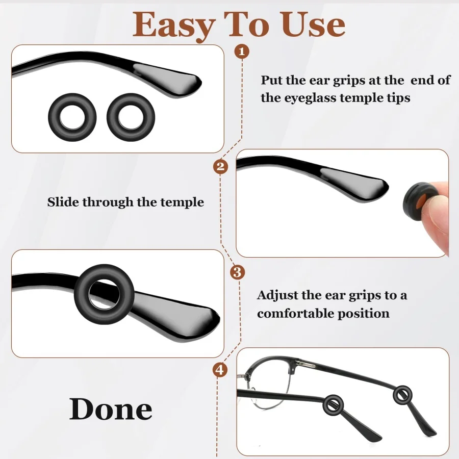 10Pcs/set Anti-slip Silicone Ear Grip Glasses Anti-slip Fixed Rings Ear Hook Stopper Bracket Fastener Accessories Eyewear Holder image 5