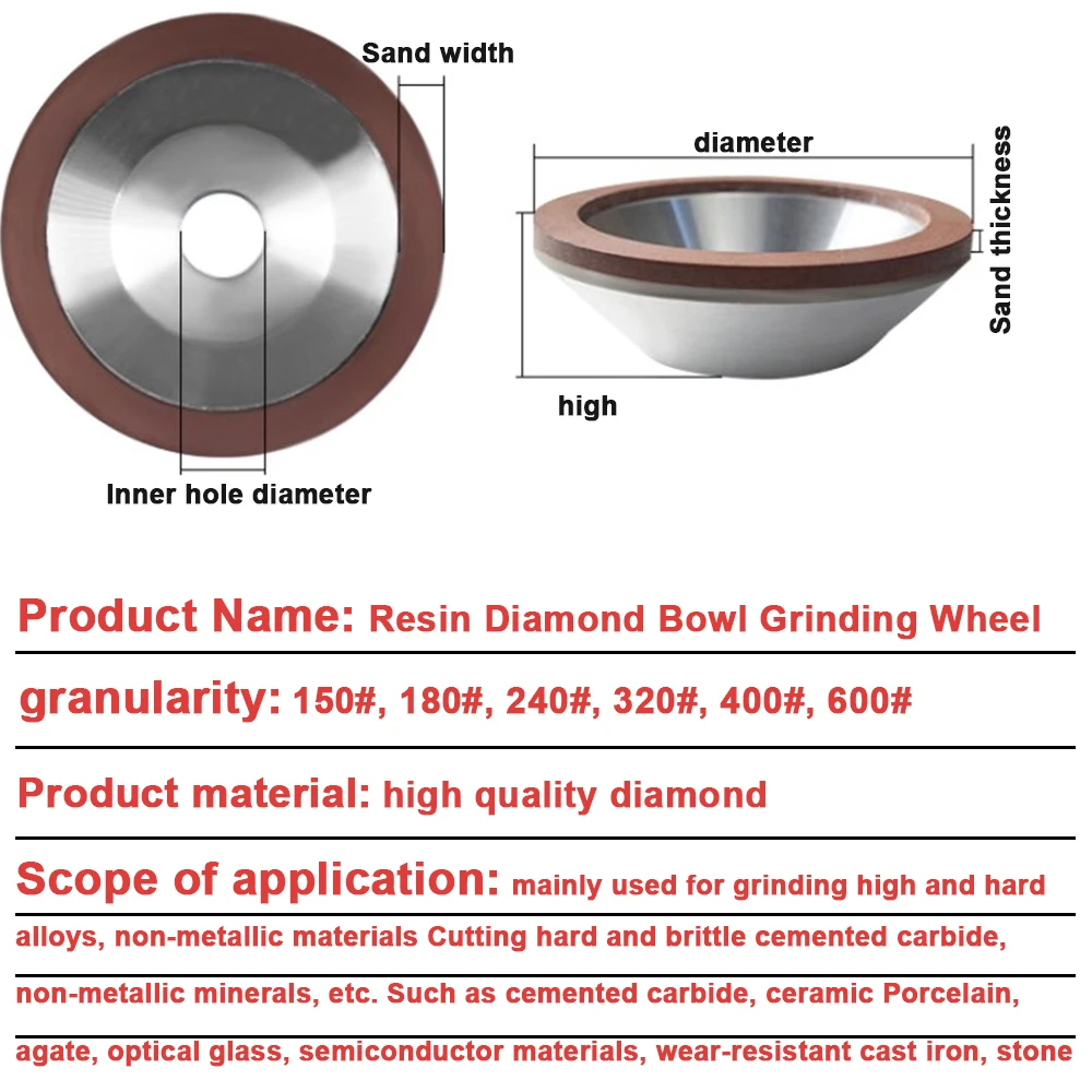 Diamond Grinding Wheel Cup 75/100/125/150mm Cutter Grinder for Carbide Metal Polishing Milling Cutter Grinder Disc