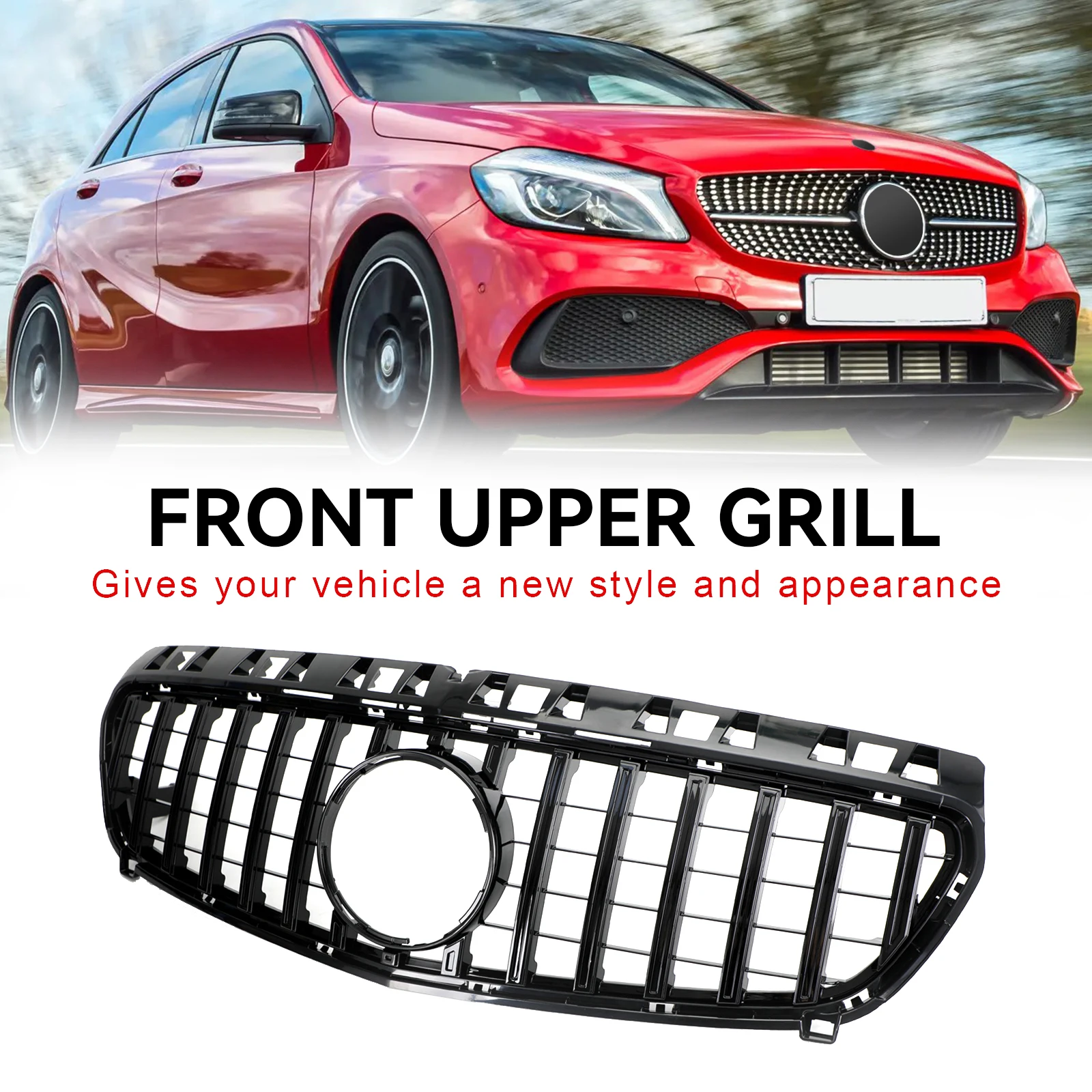 Artudatech GTR Style Front Bumper Grille Grill Fit Mercedes Benz A CLASS W176 2013-2015