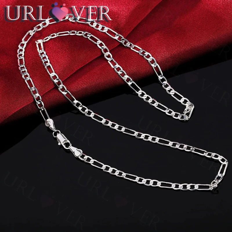 

URLOVER 40-75cm Silver Color 4MM Chain Necklace for Women Lady Men Exquisite Luxury Gorgeous Charm Fashion Jewelry