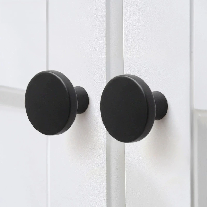 Round Drawer Handle Zinc Alloy Black Furniture Drawer Knobs Cabinet Pulls Hardware Accessories for Home Kitchen Cupboard Decorat