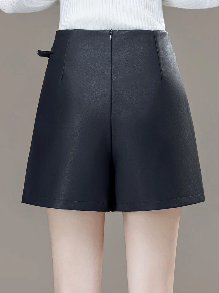 Caramel PU-leer Hoge taille Afslanken f Rok Broek Dames Herfst Winter Nieuwe Sle Geïntegreerd Eiwitleer orts