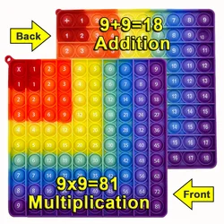 9x9 9+9 Multiplication Addition Math Learning Push Bubble Fidget Pop Toys, Rainbow Right Angle Pop Educational Toys For Children