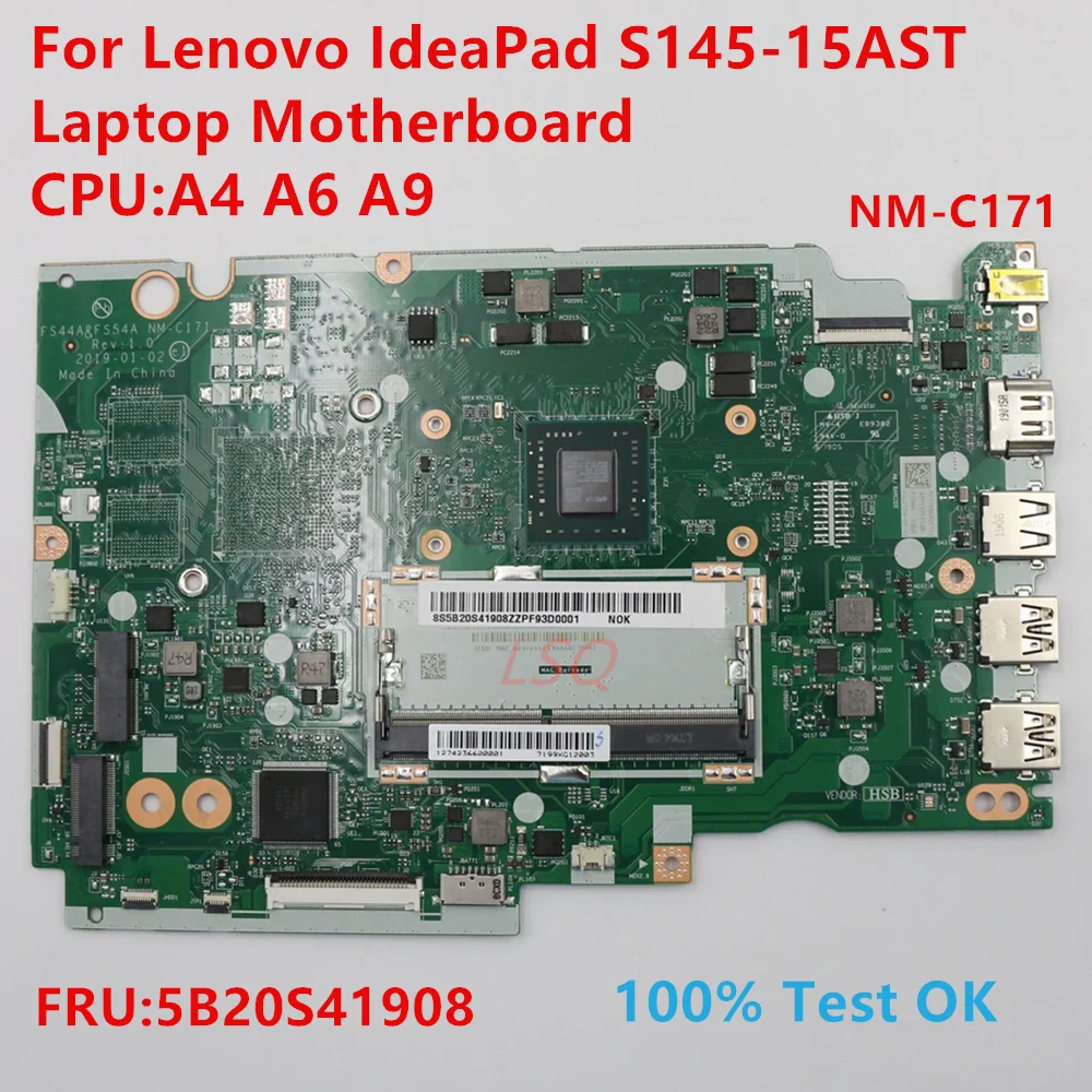 NM-C171 For Lenovo IdeaPad S145-15AST Laptop Motherboard With CPU:A4 A6 A9 FRU:5B20S41908 100% Test OK