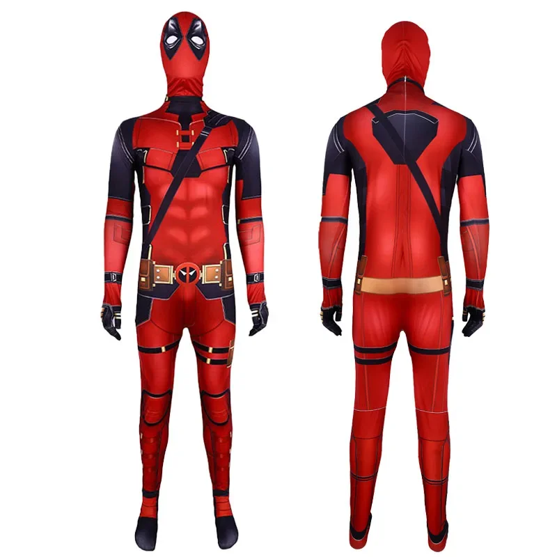 SN55Movie Deadpool 3 Full Body Costume with Mask for Men Women Zentai Superhero 3D Print Jumpsuit Halloween Carnival Costume$@1w