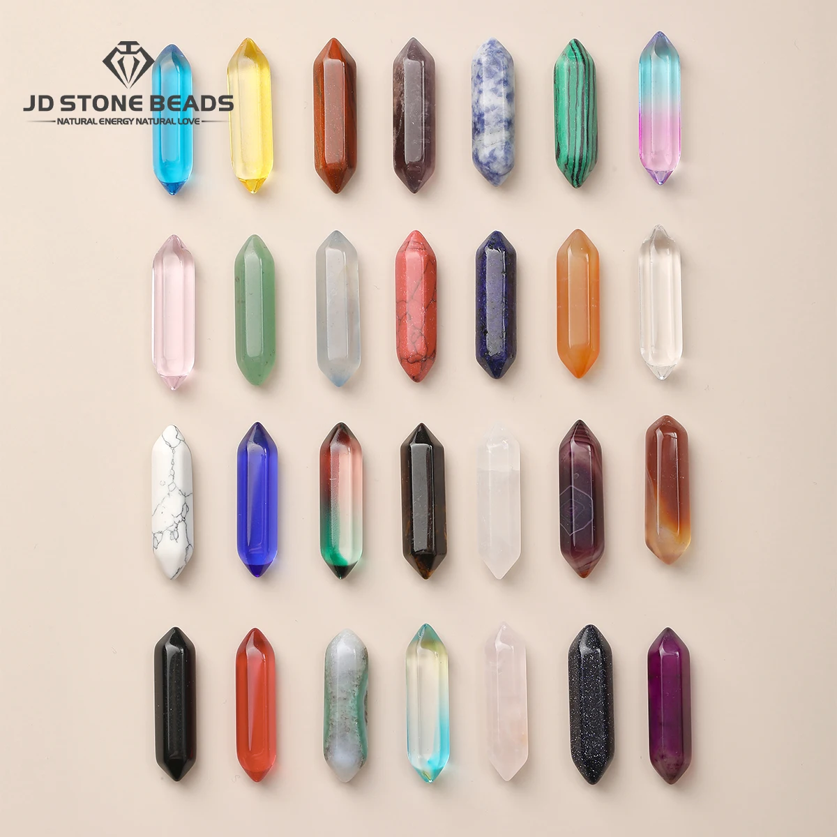 10 Pcs/lot Hexagonal Column Natural Stone Healing Crystal Point Wand Energy Gems Ore Mineral Crafts Home Office Decoration